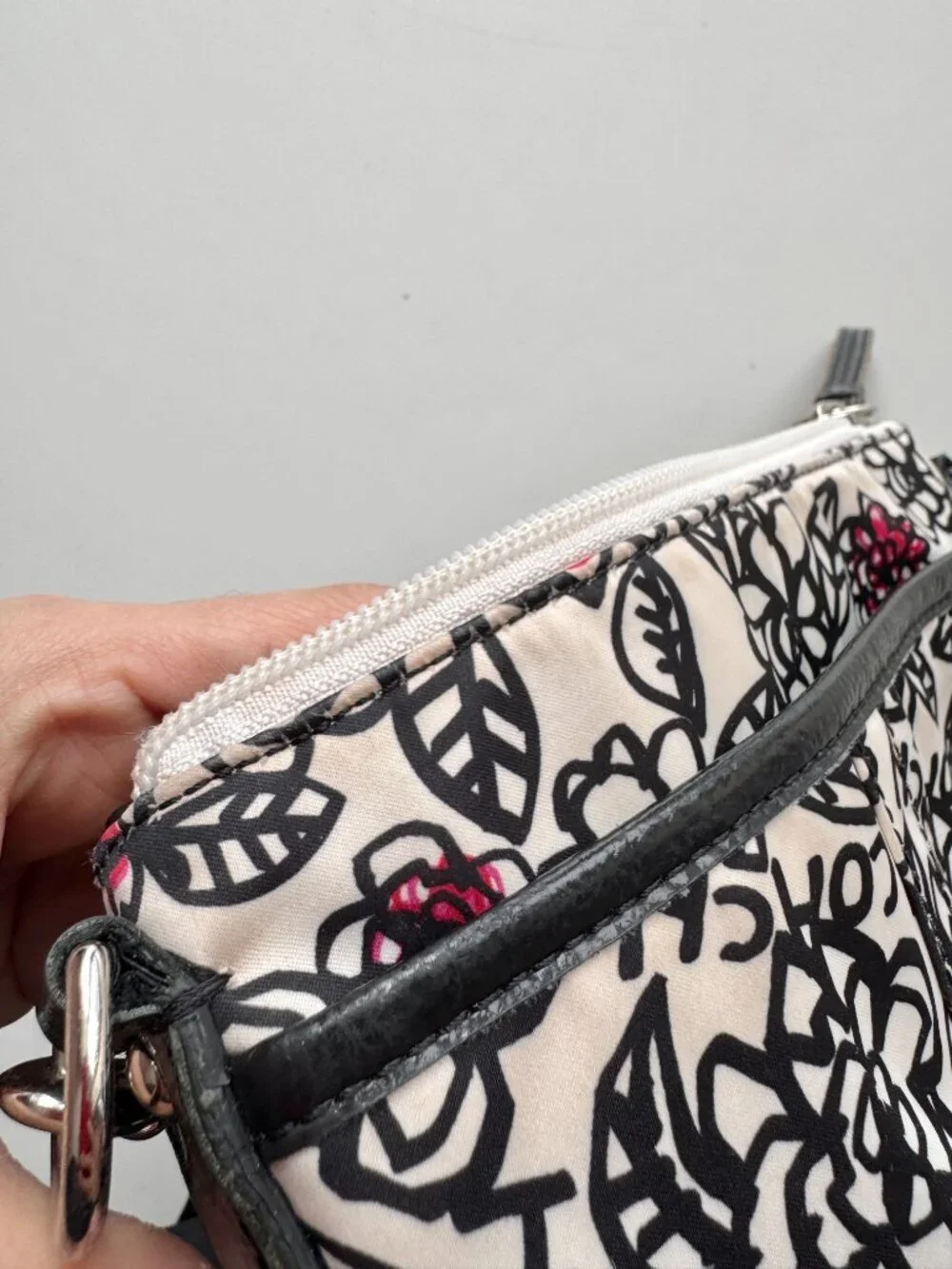 COACH White Black Floral Graffiti Nylon Leather Trim Crossbody Purse - Picture 4 of 16